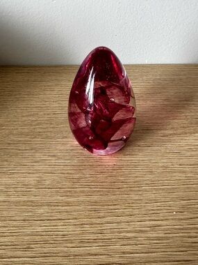 Rich Cranberry Glass Egg Paperweight